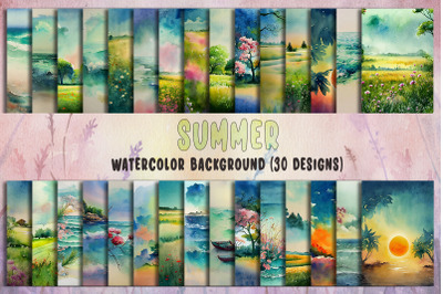 Summer Watercolor Background Bundle