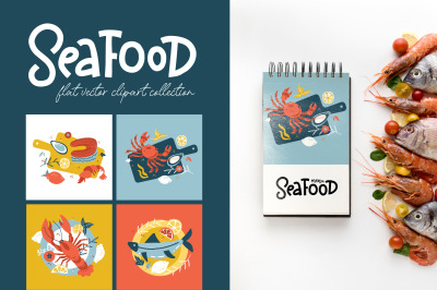 Hand drawn SEAFOOD clipart concepts