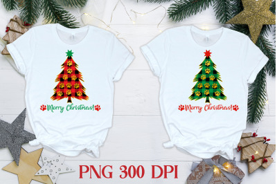 Christmas paws sublimation | Paw Christmas tree PNG