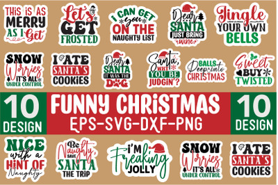 Funny Christmas Sticker Design Bundle