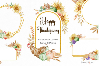 Gold Thanksgiving Frame Clipart