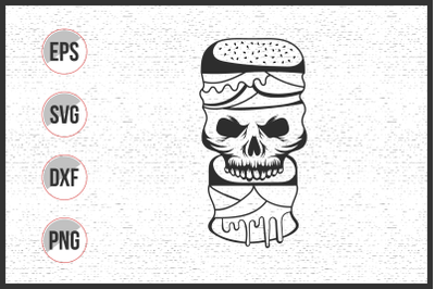 burger with skull line art vector