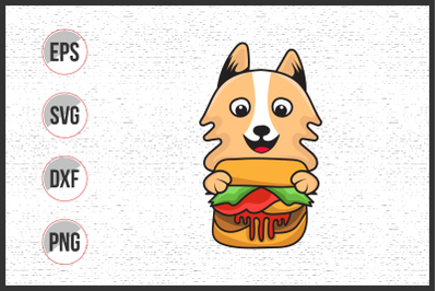 dog with burger vector illustration