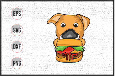 dog with burger vector illustration