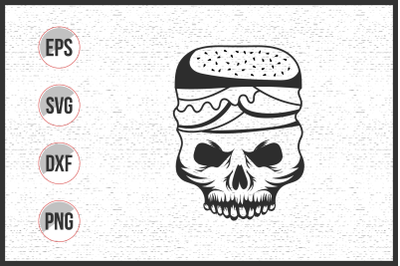 skull with burger illustration graphic