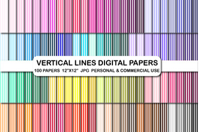 100 Vertical Lines Background Pattern Stripes Digital Papers