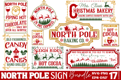 North Pole Sign SVG Bundle