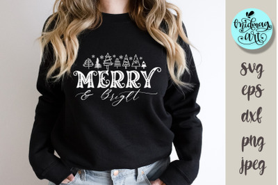 Merry and bright svg, christmas cut file