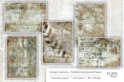 Grunge Explosion Printable Junk Journal Papers