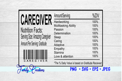 Caregiver Nutrition Label