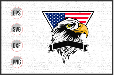 American Eagle head with ribbon  vector