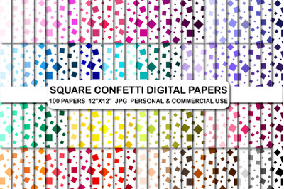 Square confetti digital papers, Confetti background papers