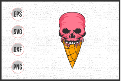 Scary ice cream with skull vector