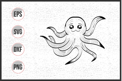 Octopus black and white vector