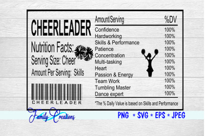 Cheerleader Nutrition Label