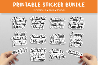 Thanksgiving quotes sticker bundle. Printable stickers