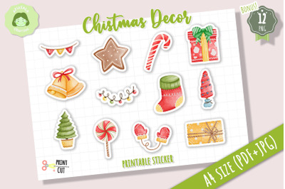 Christmas Decoration Sticker Sheet | Christmas Ornament Sticker