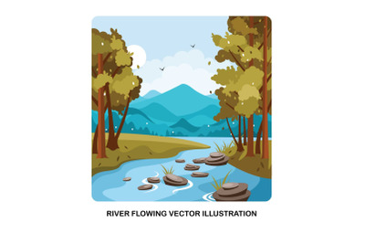 River Flowing Vector Illustration