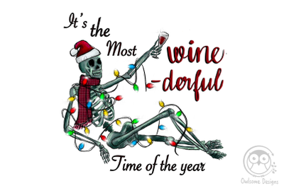 Funny Skeleton Wine Christmas PNG