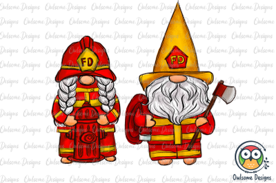 Gnomes Couple Firefighter PNG Sublimation