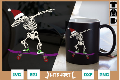 Christmas Skeleton Skateboarding