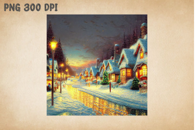 Peaceful Village Painting Christmas