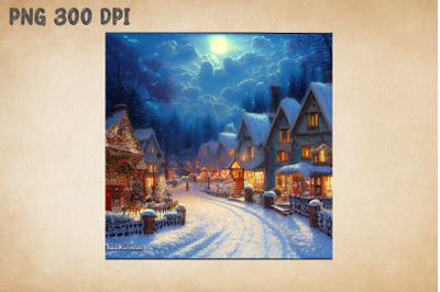 Peaceful Town Painting Christmas