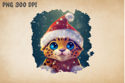 Cute Little Leopard Santa Hat Christmas