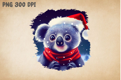 Cute Koala with Santa Hat Christmas