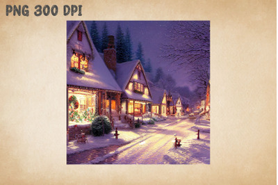 Peaceful Town Painting Christmas 3