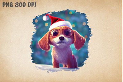 Cute Little Puppy With Santa Hat 2