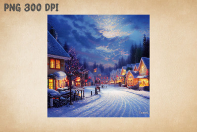 Peaceful Town Painting Christmas 4