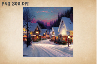 Peaceful Town Painting Christmas 5