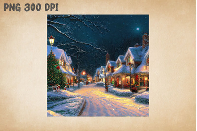 Peaceful Town Painting Christmas 6