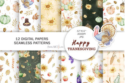 Watercolor Thanksgiving digital paper