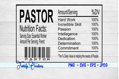 Pastor Nutrition Label