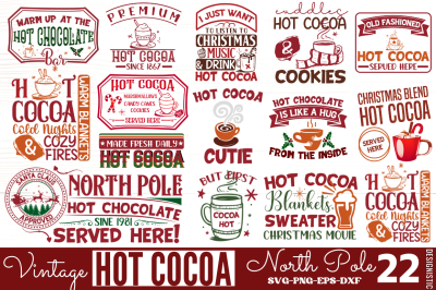 Vintage North Pole Hot Cocoa SVG Bundle