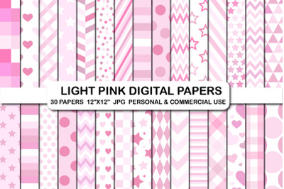 Light Pink Shades Digital Papers, Pink Background Papers