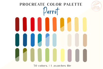 Vibrant Procreate Color Palette. Summer Color Swathces