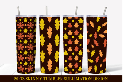 Fall Tumbler Sublimation Wrap. Autumn Leaves Tumbler Designs