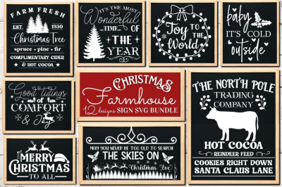 Farmhouse Christmas Sign SVG Bundle