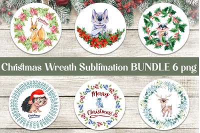 Watercolor Christmas Wreaths clipart, Sublimation bundle PNG