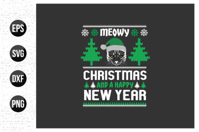 Christmas Meowy Sweater Design Graphic