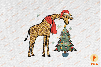 Retro Giraffe Zoo Animal Happy Christmas