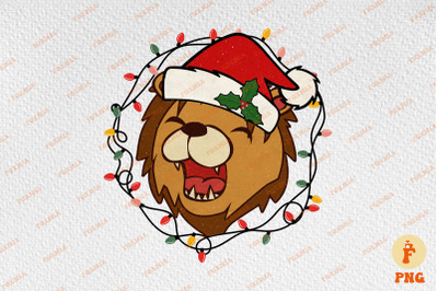 Retro Christmas Happy Lion Zoo Animal