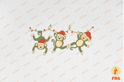 Retro Happy Monkeys Happy Christmas