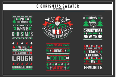 Merry Christmas sweater design bundle