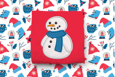 Plump Snowman | Applique Embroidery