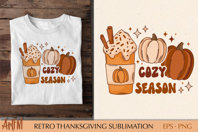 Retro Thanksgiving Sublimation Print | Cozy Season PNG