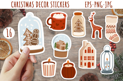 Christmas printable stickers bundle / Snow globe stickers